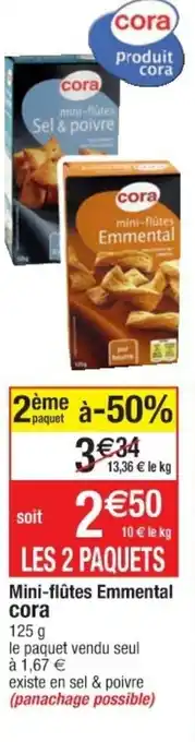 Cora x Carrefour Mini-flûtes emmental offre