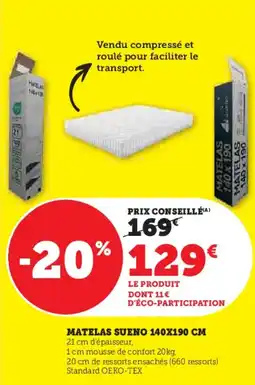 Hyper U Matelas sueno 140x190 cm offre