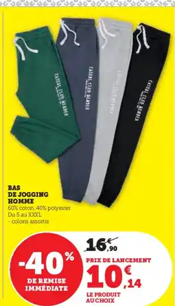 Hyper U Bas de jogging homme offre