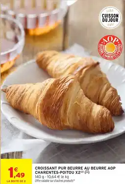 Intermarché Express Croissant pur beurre au beurre aop charentes-poitou x2 offre