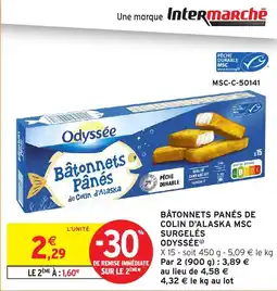 Intermarché Express Bâtonnets panés de colin d'alaska msc surgelés odyssée offre