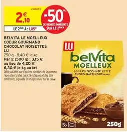 Intermarché Express Belvita le moelleux coeur gourmand chocolat noisettes lu offre