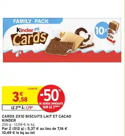 Intermarché Express Cards 2x10 biscuits lait et cacao kinder offre