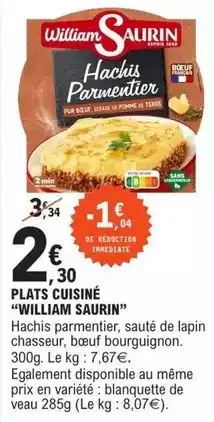 E.Leclerc William saurin - plats cuisiné offre