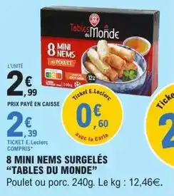 E.Leclerc 8 mini nems surgelés offre