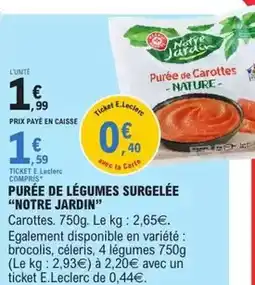 E.Leclerc Purée de légumes surgelée offre