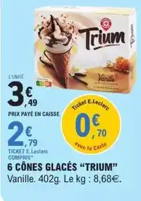 E.Leclerc E.leclerc - 6 cônes glacés offre