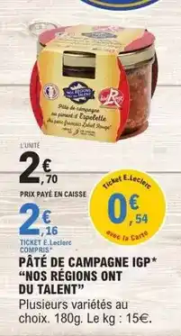 E.Leclerc Label rouge - pate de campagne igp offre