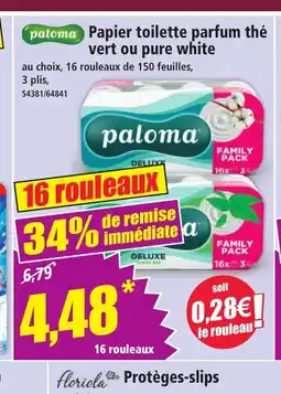 Norma PALOMA Papier toilette parfum thé vert ou pure white offre