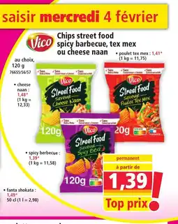 Norma VICO Chips street food Vico spicy barbecue, tex mex ou cheese naan offre