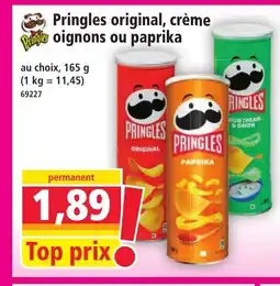 Norma PRINGLES original, crème oignons ou paprika offre
