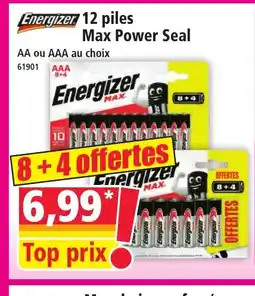Norma ENERGIZER 12 piles Max Power Seal offre