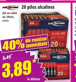 Norma ANSMANN 20 piles alcalines offre