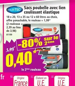 Norma MULTITEC Sacs poubelle avec lien coulissant élastique offre