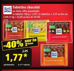 Norma RITTER SPORT Tablettes chocolat offre