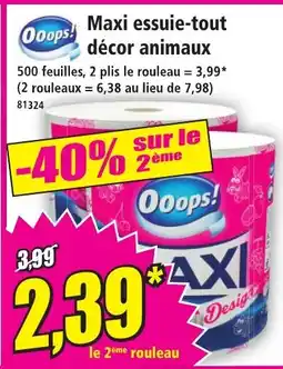 Norma OOOPS Maxi essuie-tout décor animaux offre