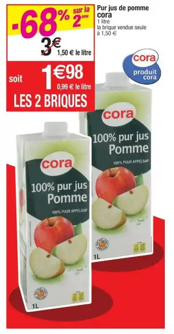 Cora x Carrefour Pur jus de pomme offre