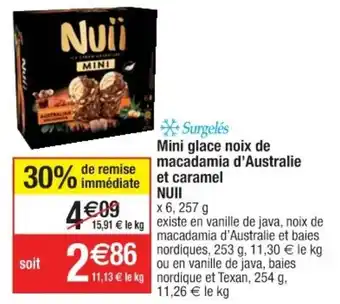 Cora x Carrefour Mini glace noix de macadamia d'australie et caramel offre
