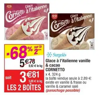 Cora x Carrefour Glace à l'italienne vanille & cacao offre
