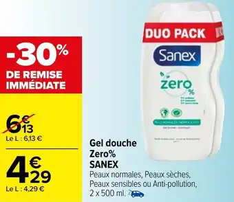 Carrefour Gel douche zero% SANEX offre