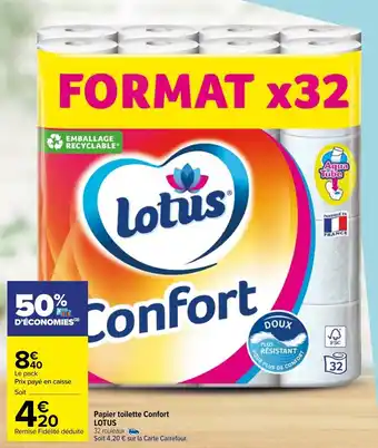 Carrefour Papier toilette confort LOTUS offre