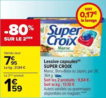 Carrefour Lessive capsules SUPER CROIX offre