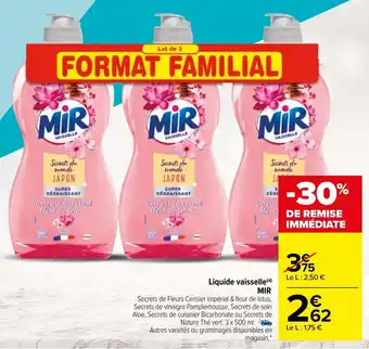 Carrefour Liquide vaisselle MIR offre