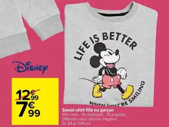 Carrefour Sweat-shirt fille ou garçon offre