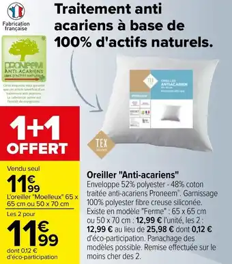 Carrefour Oreiller "anti-acariens" offre