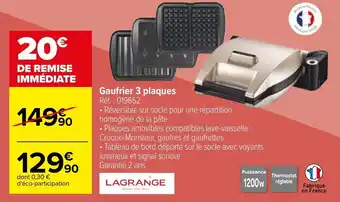 Carrefour Gaufrier 3 plaques offre