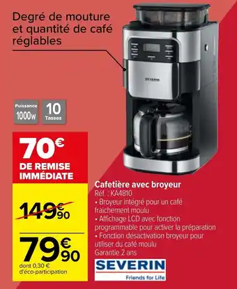 Carrefour Cafetière avec broyeur offre