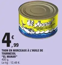 E.Leclerc Thon en morceaux à l'huile de tournesol el manar offre