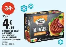 E.Leclerc Burgers de bœuf à l'oignon 20% mat.gr halal surgelés oriental viandes offre