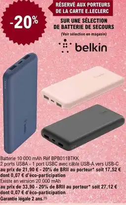 E.Leclerc SUR UNE SÉLECTION DE BATTERIE DE SECOURS offre