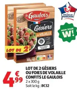Auchan Lot de 2 gésiers ou foies de volaille confits le gaulois offre