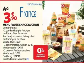 Auchan Menu pause snack auchan offre
