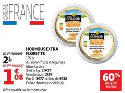 Auchan Houmous extra florette offre