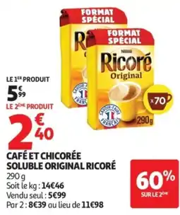Auchan Café et chicorée soluble original ricoré offre