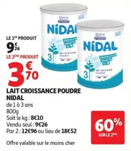 Auchan Lait croissance poudre nidal offre