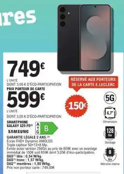 E.Leclerc SMARTPHONE GALAXY S23 FE offre