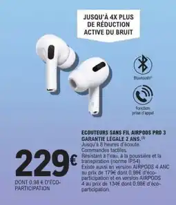 E.Leclerc Écouteurs sans fil AirPods Pro 3 offre