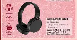E.Leclerc CASQUE BLUETOOTH SINGLE 2 offre