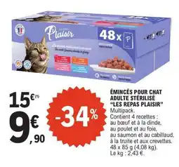 E.Leclerc ÉMINCÉS POUR CHAT ADULTE STÉRILISÉ “LES REPAS PLAISIR” offre