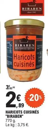 E.Leclerc HARICOTS CUISINÉS BIRABEN offre