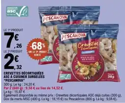 E.Leclerc CREVETTES DÉCORTIQUÉES ASC À CUISINER SURGELÉES “PESCANOVA” offre