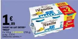 E.Leclerc Yaourt au lait entier MALO offre