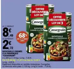E.Leclerc Ratatouille Cuisinée À La Provençale Cassegrain offre