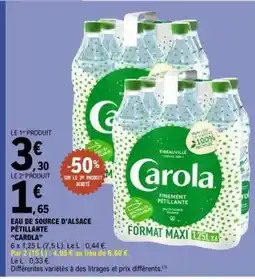 E.Leclerc Eau de Source d'Alsace Pétillante 'Carola' offre