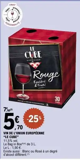 E.Leclerc VIN DE L’UNION EUROPÉENNE “LE CUBE” offre