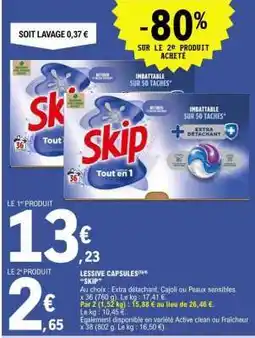 E.Leclerc LESSIVE CAPSULES SKIP offre